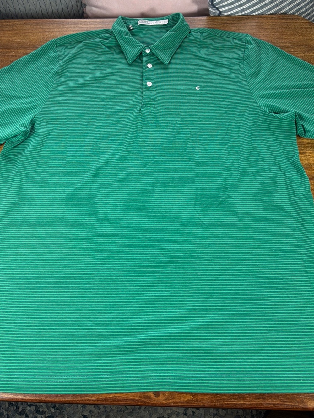 Criquet Men’s Green Gray Striped Polo Shirt